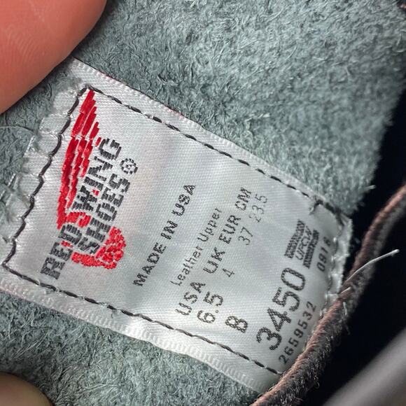 Red Wing 3450 6" Black Round Toe Work Boots Women's Size 6.5 Lace Up Leather USA - Picture 8 of 8